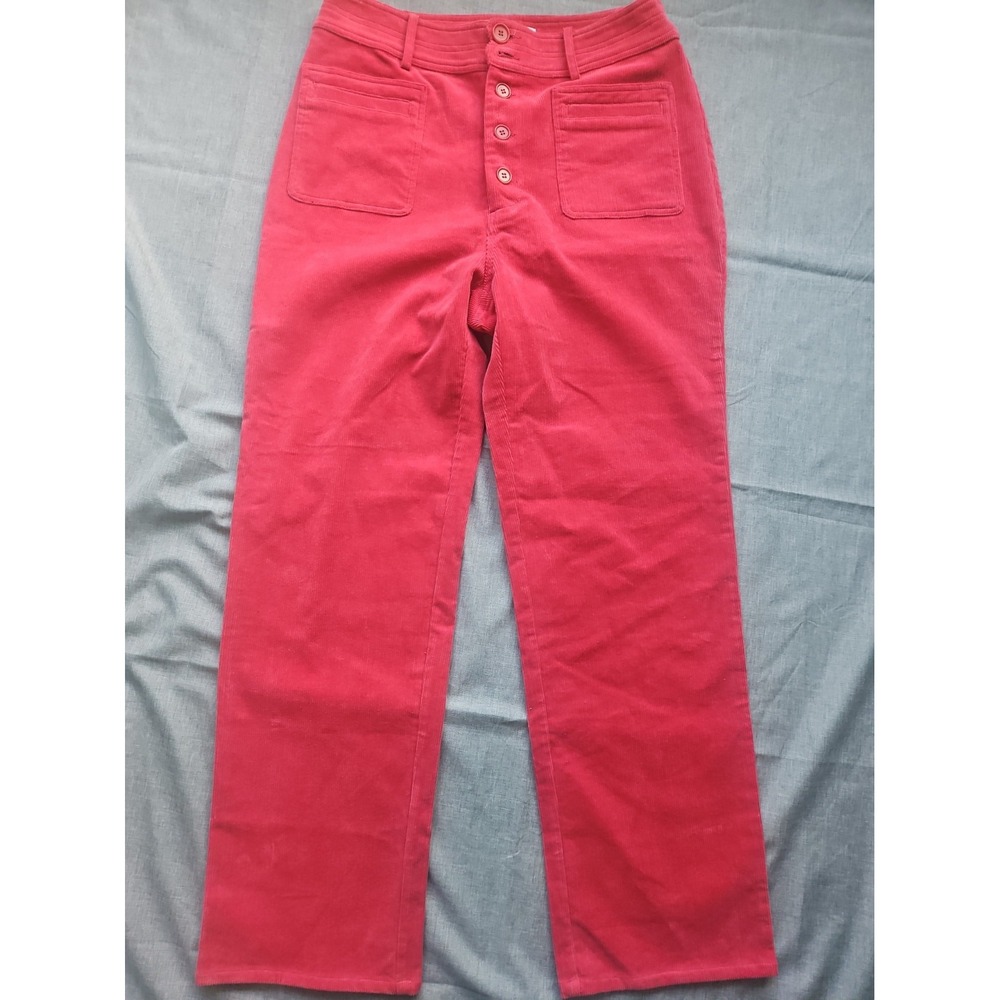 Apiece Apart Pants Womens 10 Pink Coral Marston Corduroy Button Fly High Rise